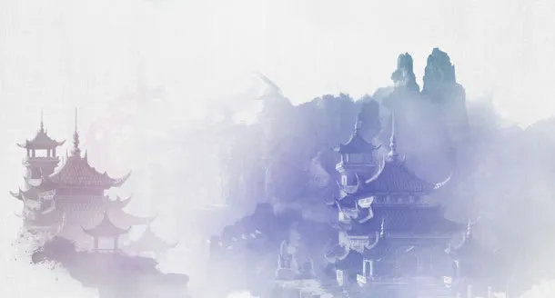 玄幻中国风楼宇海报背景