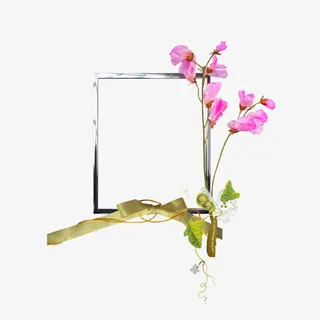 紫色清新画框鲜花边框纹理免抠