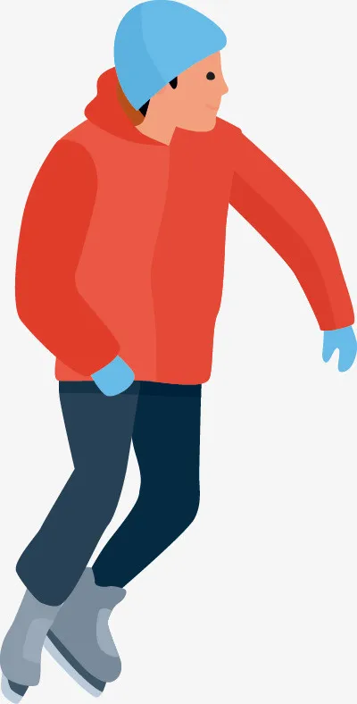 冬日滑雪卡通扁平人物免抠