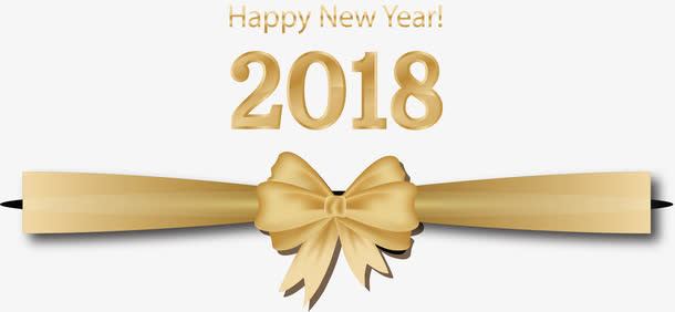 金色蝴蝶结2018免抠字体元素