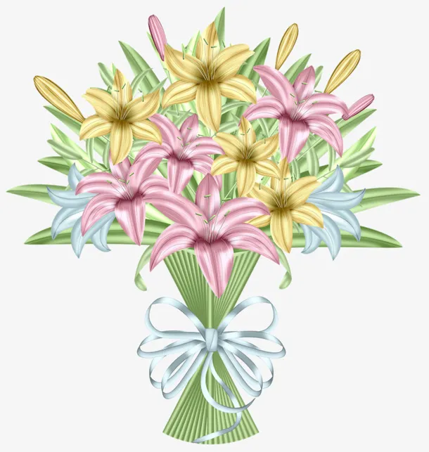 卡通手绘百合花免抠