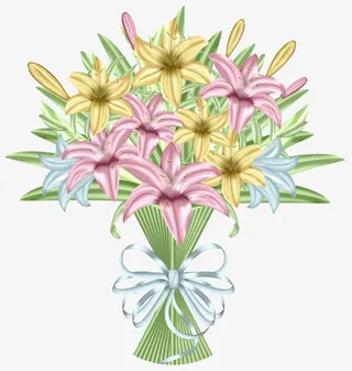 卡通手绘百合花免抠