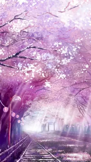 紫色樱花花语桌面免抠背景卡通/手绘元素
