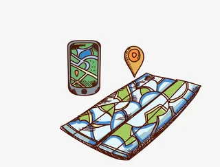 手绘地图手机免抠