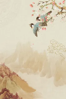 浅色中国风大气远山花卉风景海报背景高清 浅色中国风大气远山花卉风景海报背景高清