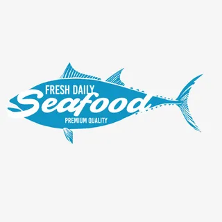 蓝色的创意鱼类海鲜标签免抠