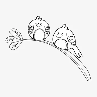 停在树枝上的鸟儿简笔画免抠