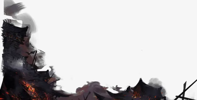 水墨战场硝烟免抠