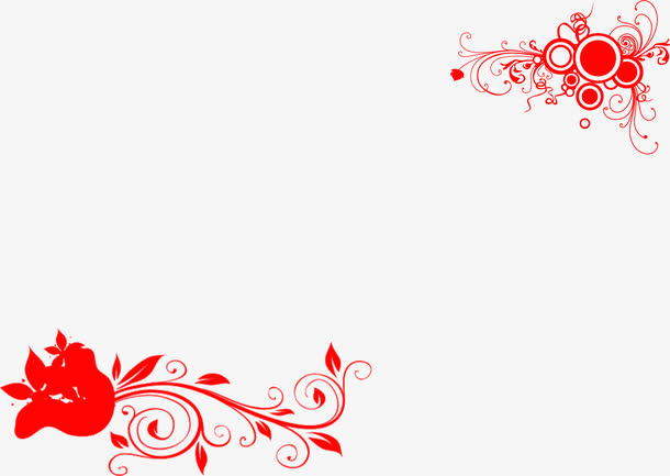 创意合成红色的花纹边框免抠