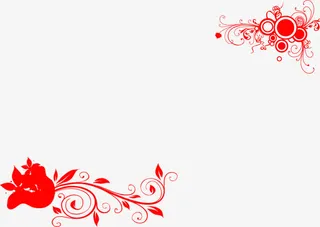 创意合成红色的花纹边框免抠