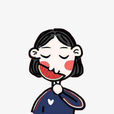小口吃西瓜的小女孩免抠