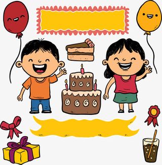 矢量蛋糕与卡通可爱儿童免抠