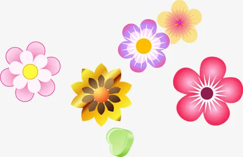 中秋节手绘彩色花朵国庆免抠