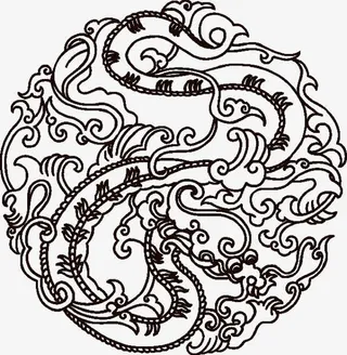 黑色祥龙花纹免抠