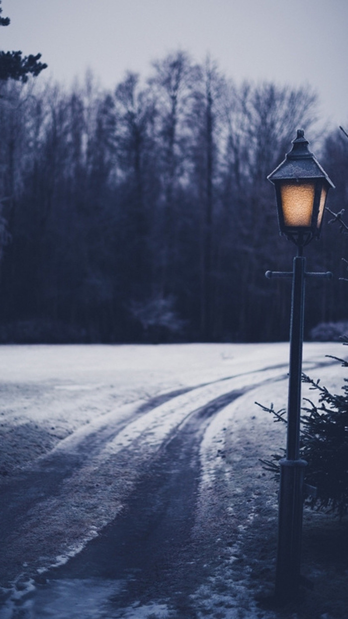冬天雪景夜景H5背景高清