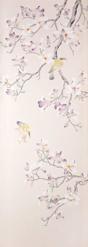 中式古典花鸟风景图案免抠