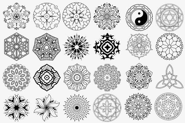 手绘简约复古花纹免抠