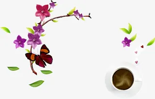 粉紫色春天清新树枝免抠