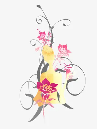 手绘花女人免抠