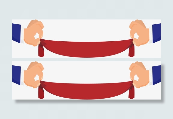 手拿着红色彩带免抠