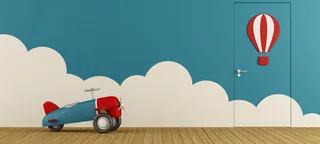 地板卡通童趣蓝色淘宝海报背景高清