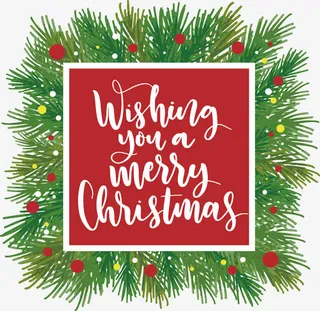 绿色松树枝装饰圣诞边框免抠