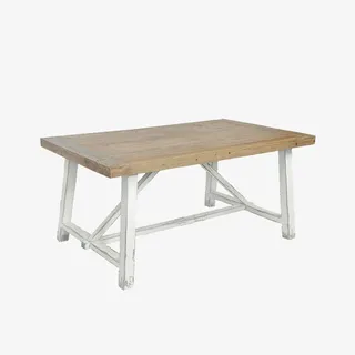 实木田园风长桌茶几免抠