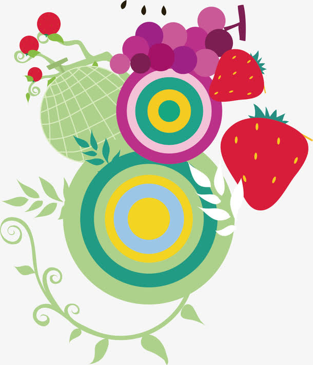 草莓时尚井盖涂鸦免抠