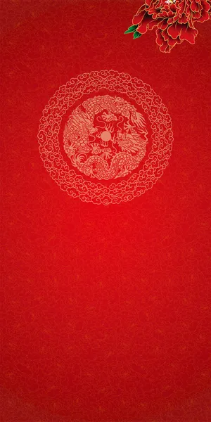 中国风红色牡丹花纹背景素材高清