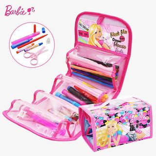 小学生蜡笔画笔套装芭比免抠
