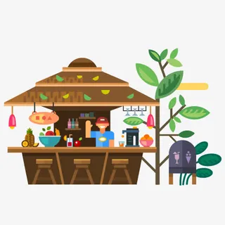 扁平化饮料店免抠