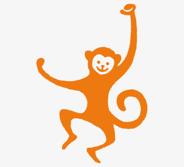 橙色卡通猴子免扣背景png素材