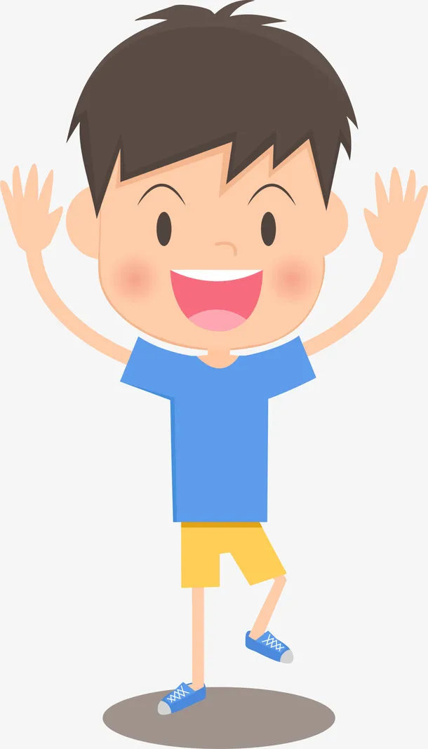 开心的小男孩人物插画免抠