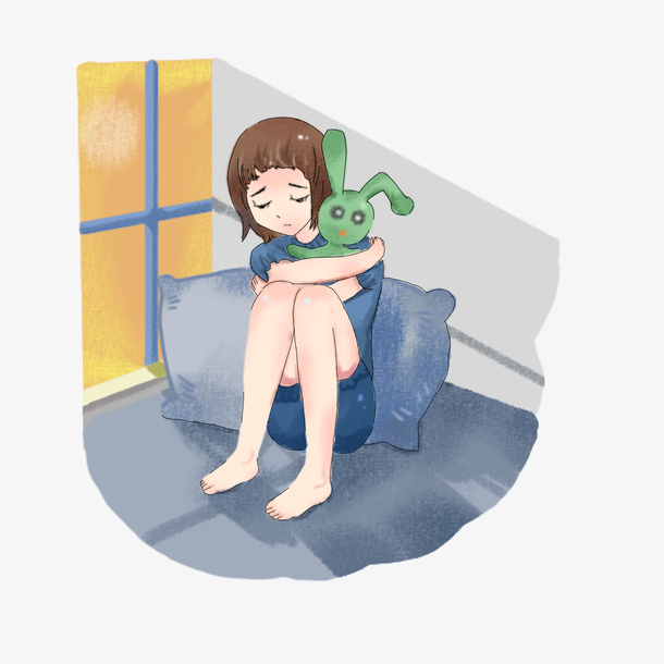 孤独的儿童元素免抠