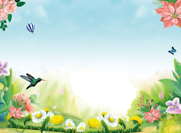 蓝天白云鸟春天免抠