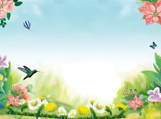 蓝天白云鸟春天免抠