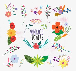 鲜花扁平化系列免抠