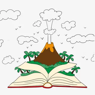 矢量书本火山喷发免抠