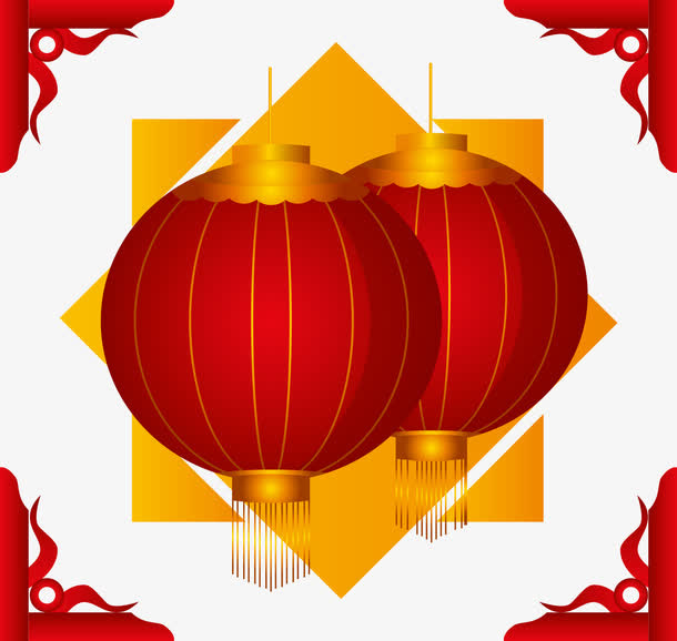 矢量红色边框灯笼免抠