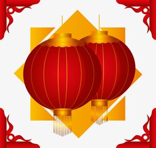 矢量红色边框灯笼免抠