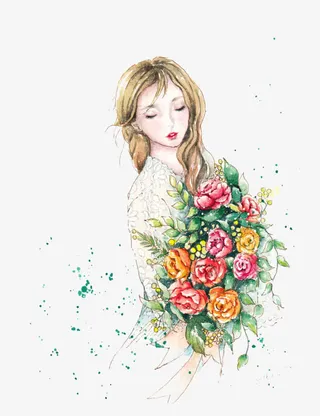 抱花的女人免抠