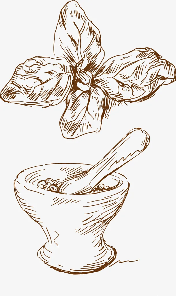 手绘研制中药药粉免抠