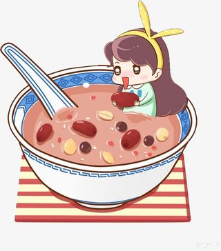 卡通可爱女孩腊八粥免抠