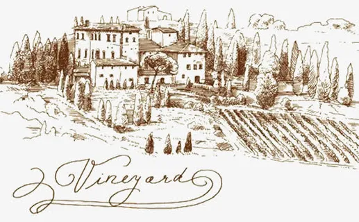 葡萄酒庄园素描手绘图案免抠