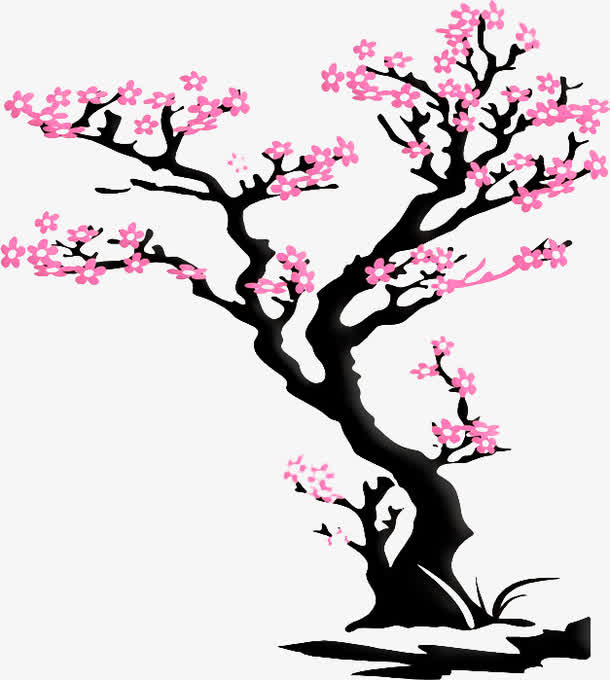 手绘桃花免抠