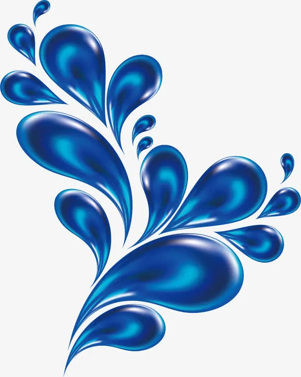 装饰效果 蓝色 水滴免抠