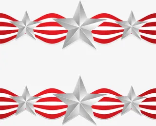 红色条纹五角星边框免抠