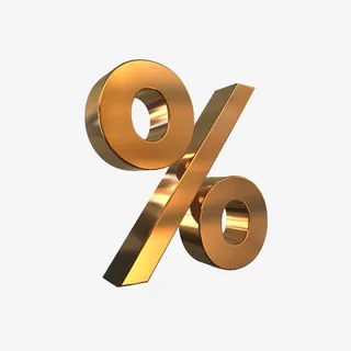 金色立体百分号免抠