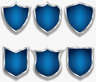 矢量手绘蓝色徽章免抠