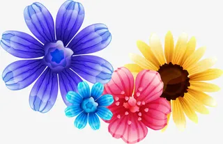 夏日多彩花朵素材免抠